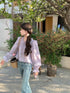 Women Vintage Ruffle Tie Latern Flare Sleeves Tops